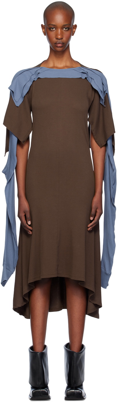 【関税込み】Kiko Kostadinov ブラウン＆ブルー Circe トップス Kiko Kostadinov Brown & Blue Circe Midi Dress Kiko Kostadinov