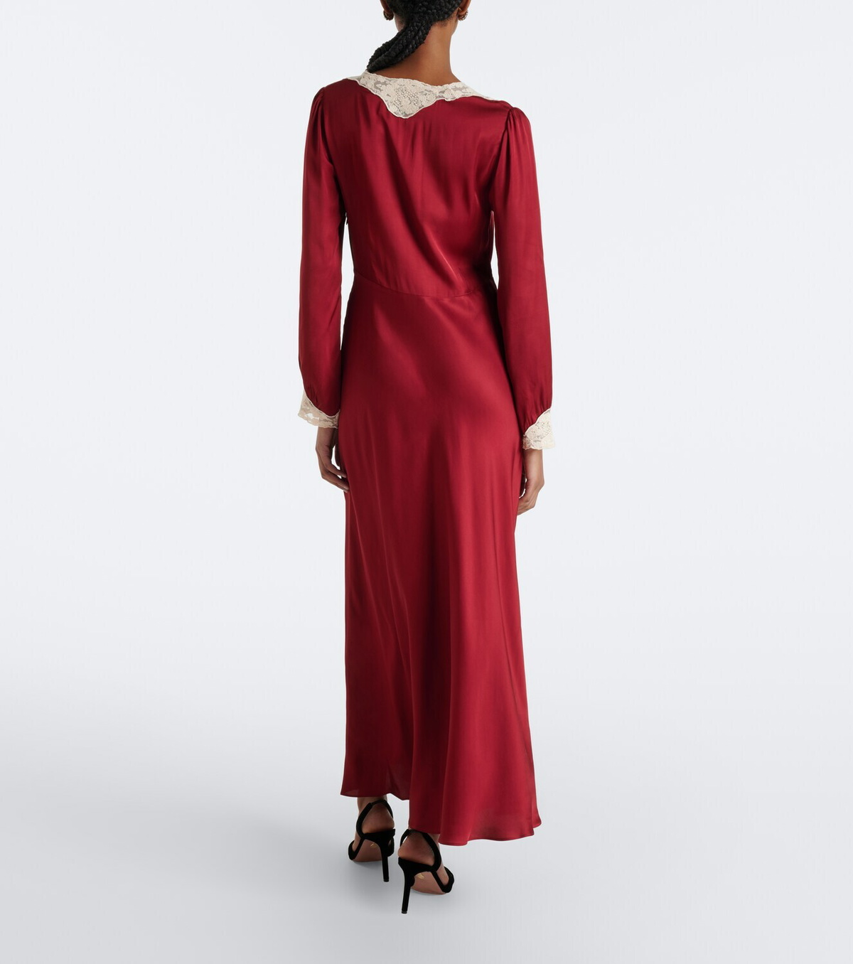 Rixo Larah lace-trimmed satin maxi dress