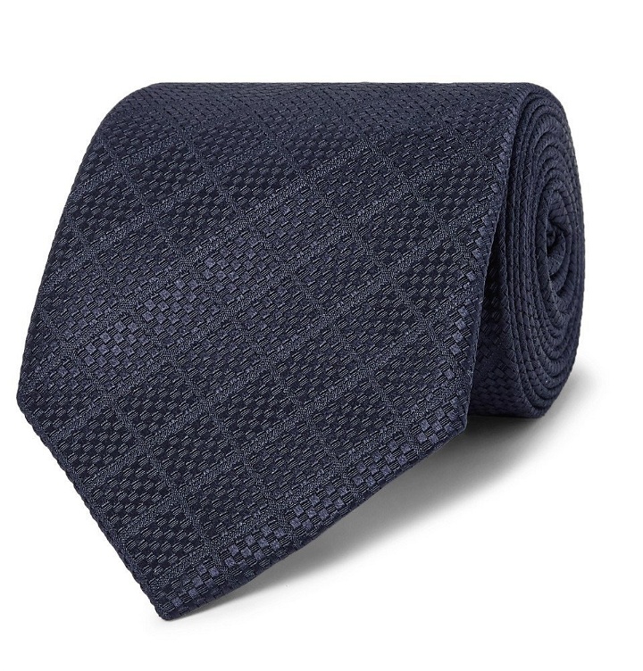 Photo: Giorgio Armani - 8cm Silk and Cotton-Blend Jacquard Tie - Men - Navy