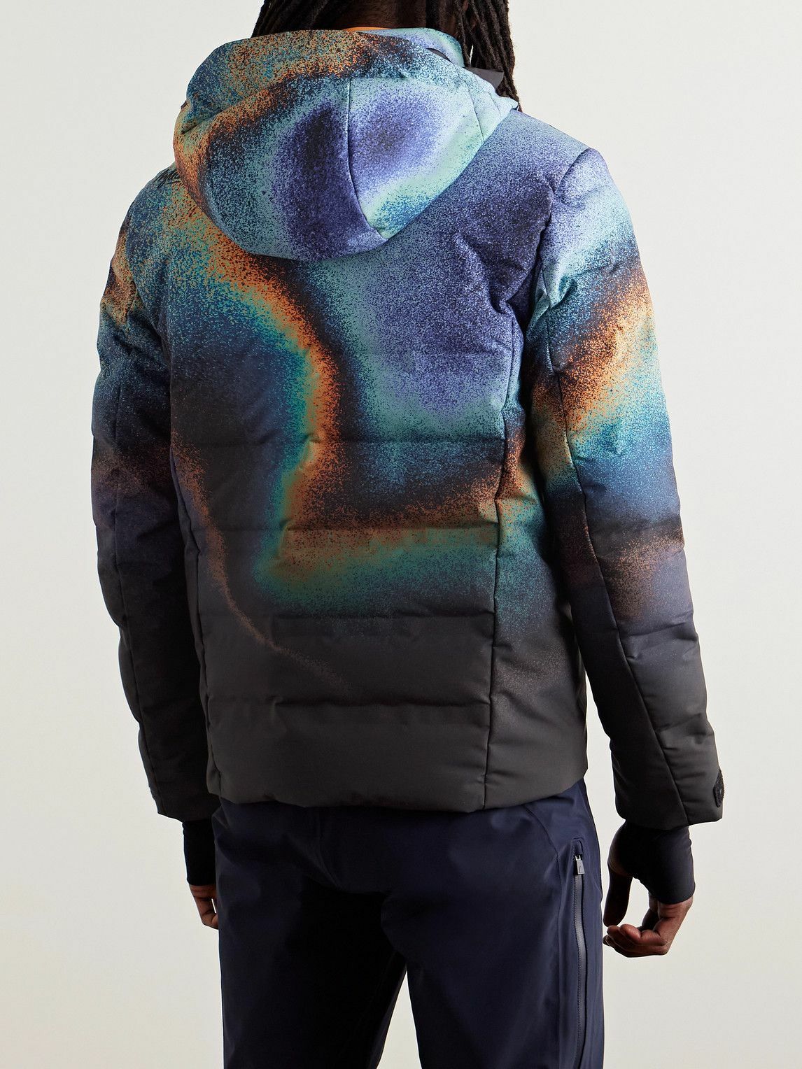 Aztech Mountain - Nuke Suit Printed Quilted Hooded Down Ski Jacket - Blue
