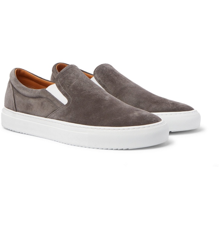 Photo: Mr P. - Larry Suede Slip-On Sneakers - Gray