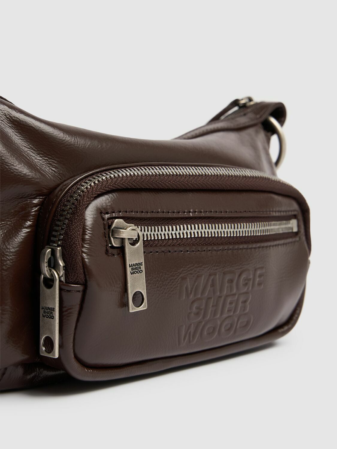 MARGE SHERWOOD Mini Outpocket Glossy Leather Hobo Bag