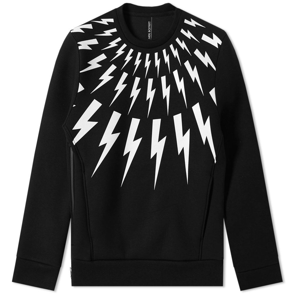 Neil Barrett Mens Black Lightning Bolt Jumper Sweatshirt - Medium