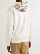 JW Anderson - Pol Anglada Logo-Embroidered Printed Cotton-Jersey Hoodie - White