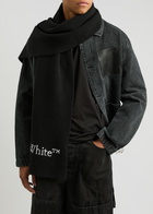 Off-white Logo-embroidered Ribbed Wool Scarf - Black - One Size