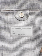 Brunello Cucinelli - Double-Breasted Puppytooth Linen Suit Jacket - Gray