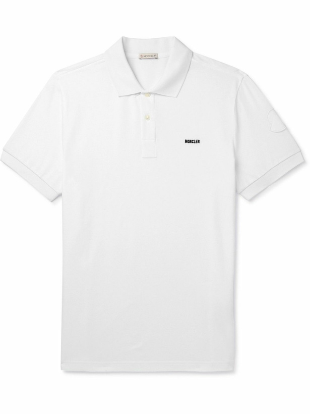 Photo: Moncler - Logo-Embroidered Cotton-Piqué Polo Shirt - White