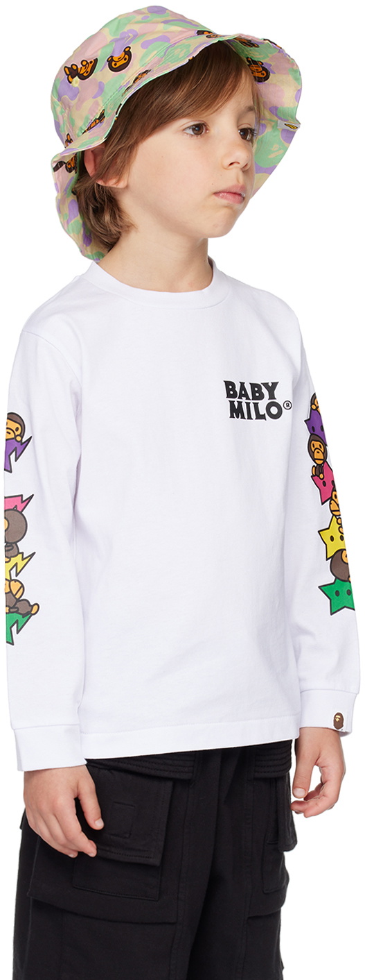 BAPE Kids White Baby Milo Sta Long Sleeve T-Shirt A Bathing Ape
