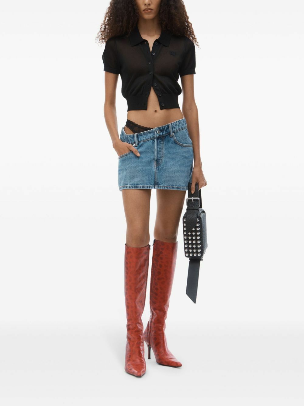【ALEXANDER WANG】Denim mini skirt /デニム ミニ スカート Alexander Wang crystal-embellished Denim Mini Skirt | Blue