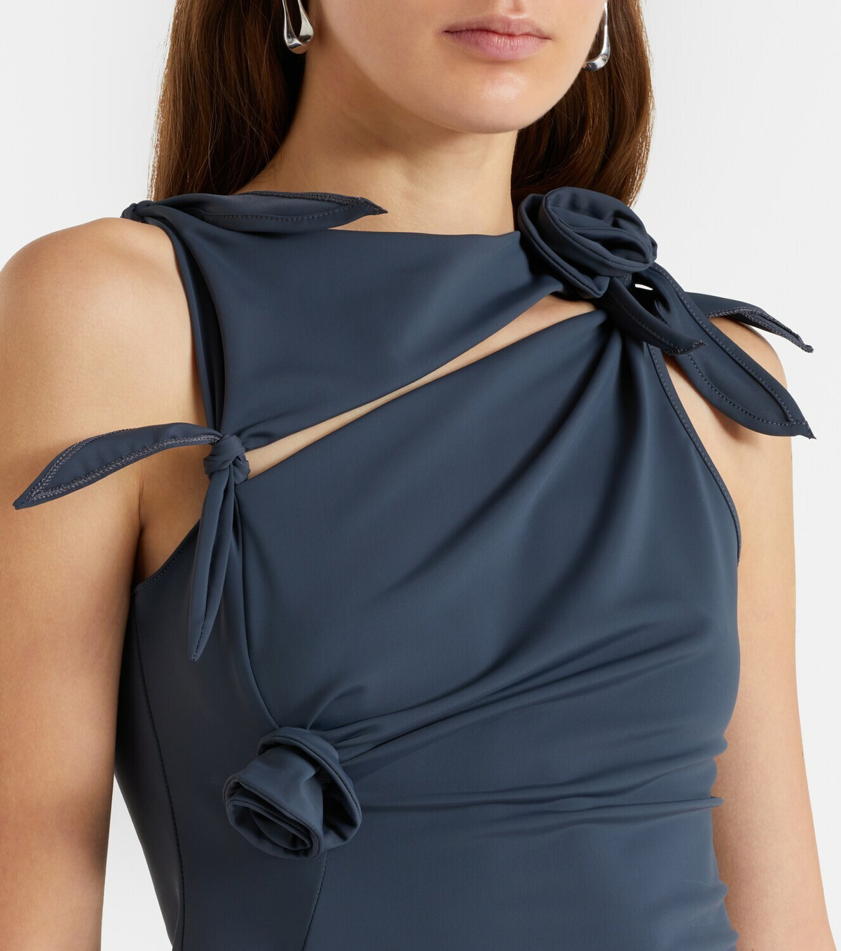 Coperni Floral-appliqué gathered jersey top