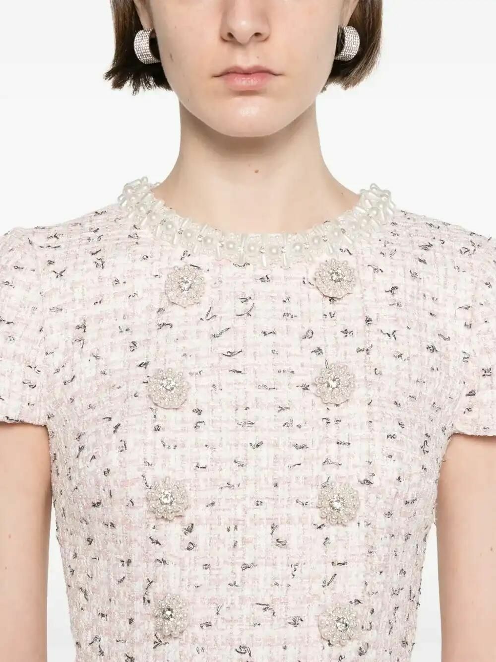 Self-Portrait Boucle Pearl-Embellished Mini Dress Self-Portrait