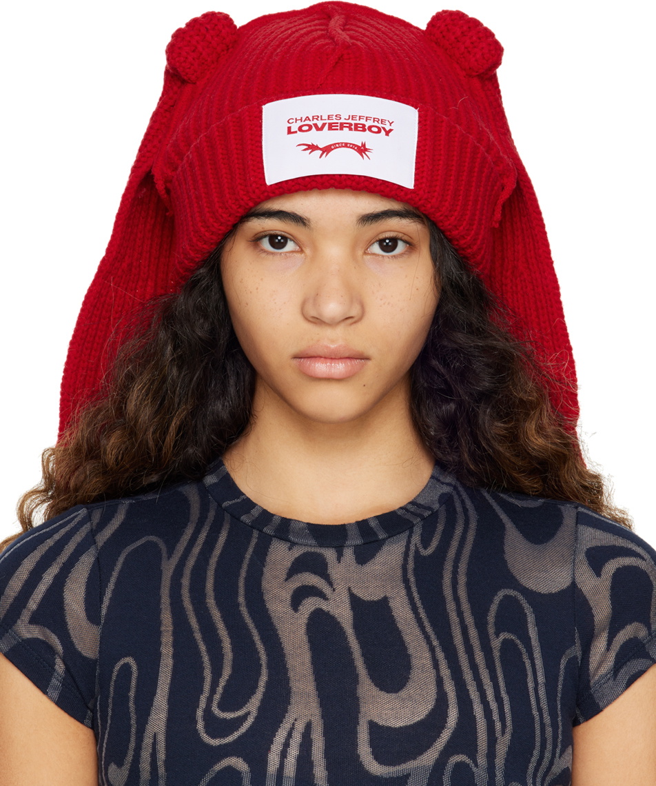 Charles Jeffrey Loverboy Red Chunky Rabbit Beanie Charles Jeffrey Loverboy