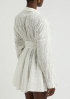 Norma Kamali Floral-embroidered Cotton Mini Shirt Dress White
