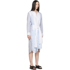 Loewe Blue and White Striped Belted Shirt Dress