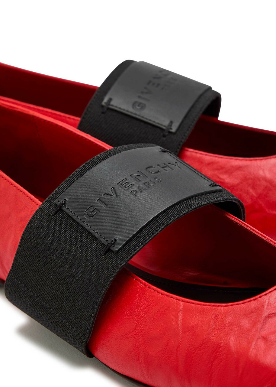 Givenchy Logo-appliquéd Leather Ballet Flats Red