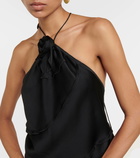 Victoria Beckham Floral-appliqué draped satin top