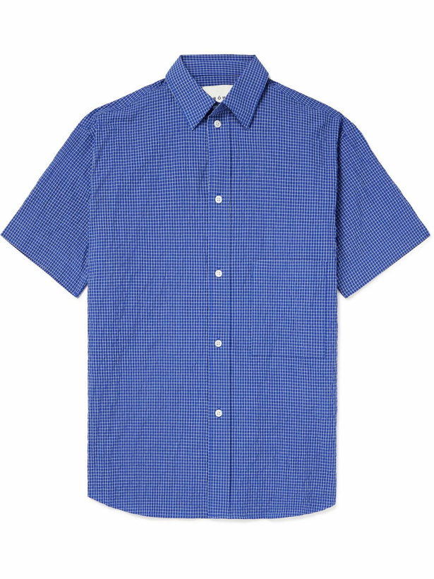 Photo: RÓHE - Checked Cotton-Seersucker Shirt - Blue