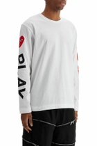 COMME DES GARCONS PLAY unisex t-shirt in white cotton with heart logo print White
