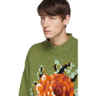 AMI Alexandre Mattiussi Green Flower Pullover Sweater