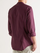 Massimo Alba - Kos Grandad-Collar Pinstriped Cotton-Poplin Shirt - Burgundy