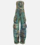 The Attico - Strapless cargo denim jumpsuit