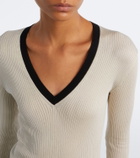 Fendi Ribbed-knit silk and cotton sweater