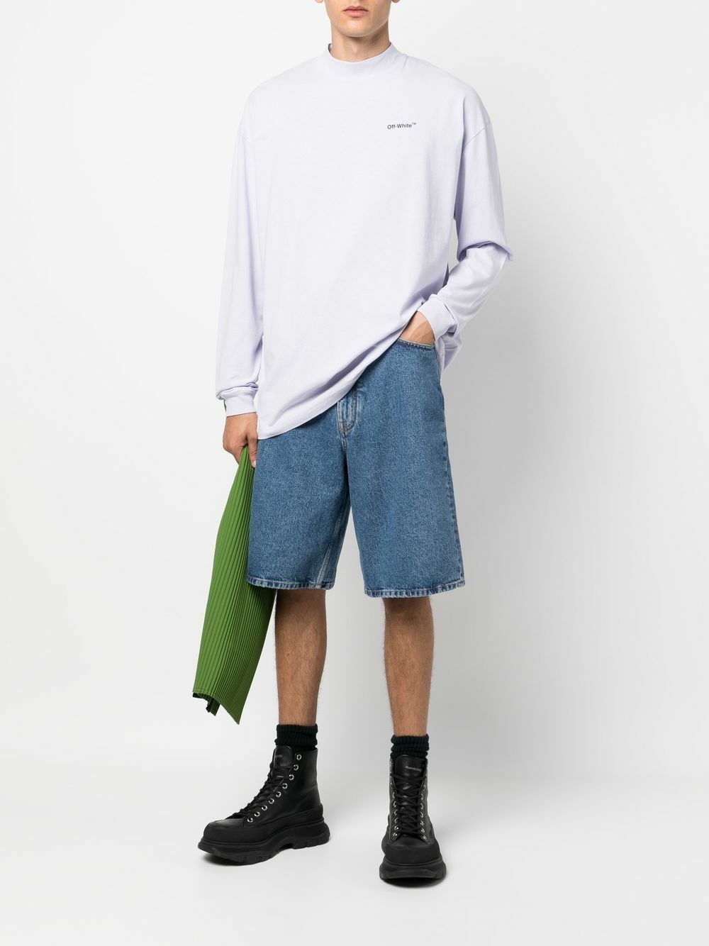 Silver Off White Shorts 15107
