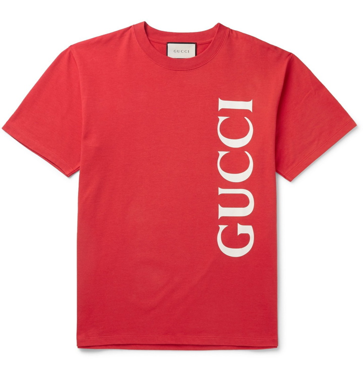 Photo: Gucci - Oversized Logo-Print Cotton-Jersey T-Shirt - Red