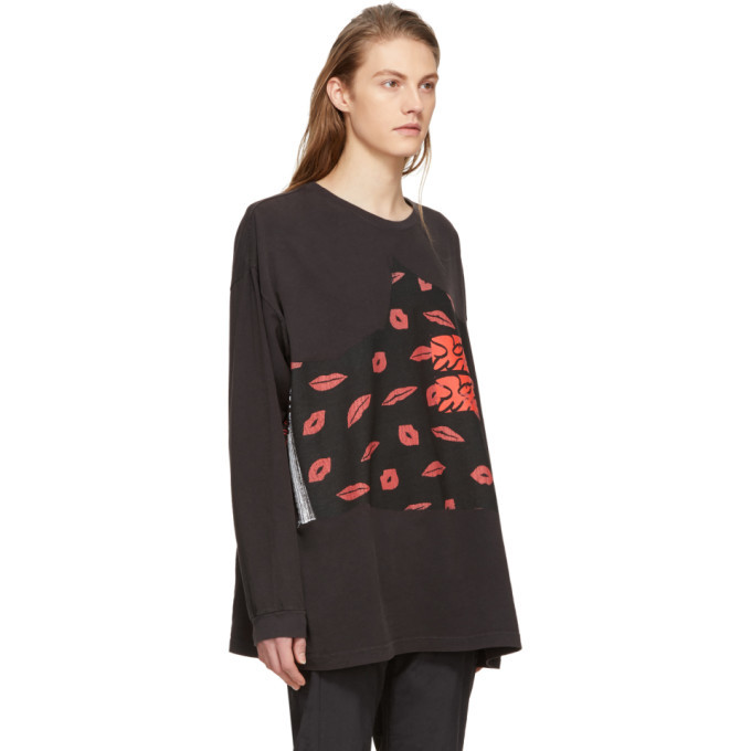 Some Ware Black Long Sleeve Colorblock Hearts T-Shirt