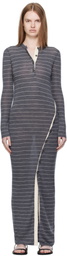 Nanushka Gray Dakoa Striped Terry Merino Maxi Dress