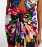 Dolce&Gabbana Draped floral silk-blend midi skirt