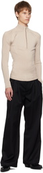 Mugler Gray Hook-And-Eye Ribbed Top