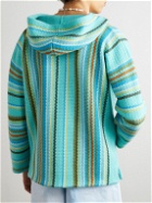 Alanui - Follow Your Nature Striped Wool Hoodie - Blue