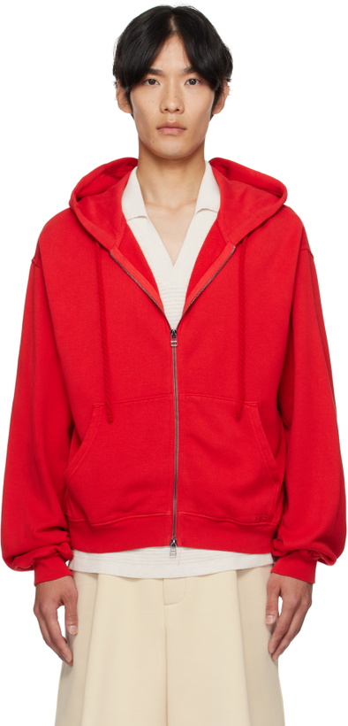 Photo: The Elder Statesman Red Daily Zip Hoodie