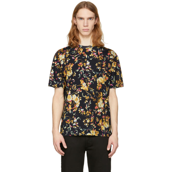 Photo: McQ Alexander McQueen Black Floral Drop Shoulder T-Shirt 