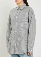 Agolde Cinched Striped Cotton-poplin Shirt Grey
