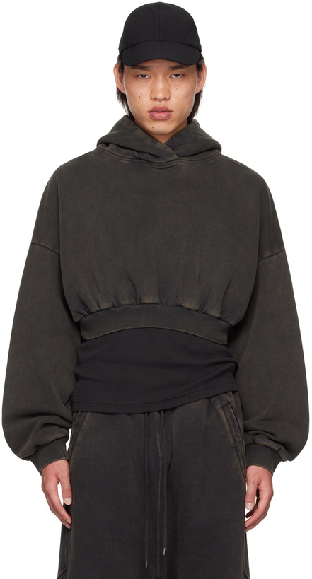 Photo: Entire Studios Black Cropped Heavy Hoodie