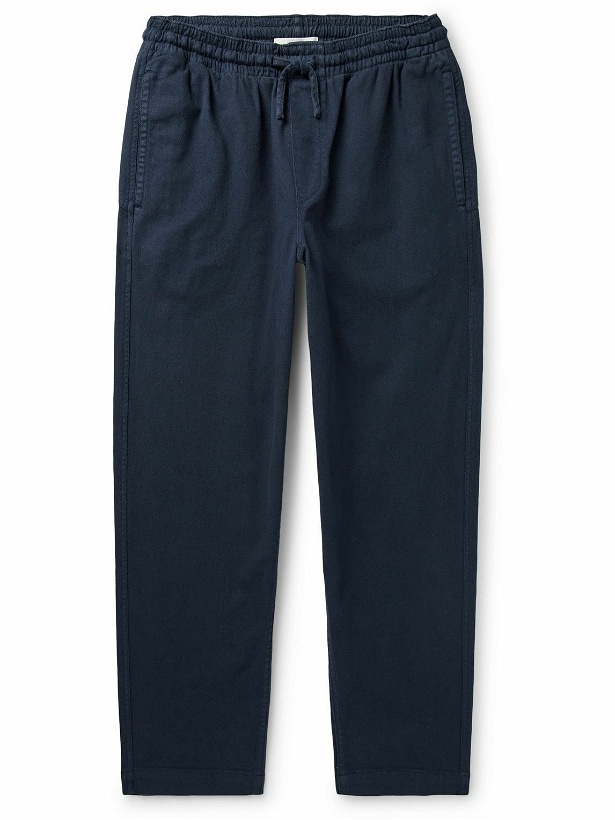 Photo: YMC - Alva Skate Tapered Stretch Organic Cotton-Twill Drawstring Trousers - Blue