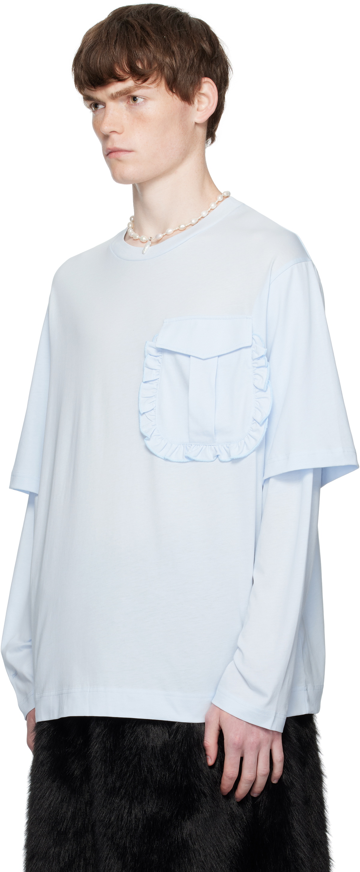Simone Rocha Blue Layered Ruffle Pocket Long Sleeve T-shirt