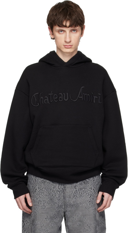 Photo: AMIRI Black 'Chateau AMIRI' Tonal Oversized Hoodie