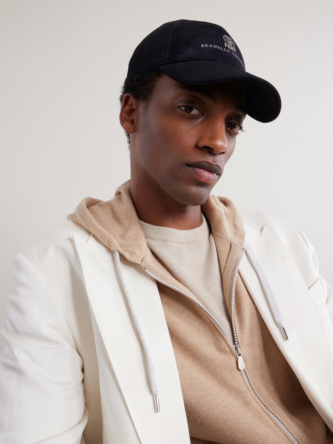 Brunello Cucinelli - Logo-Embroidered Suede Cap - Blue