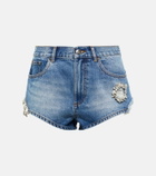 Area Embellished denim shorts