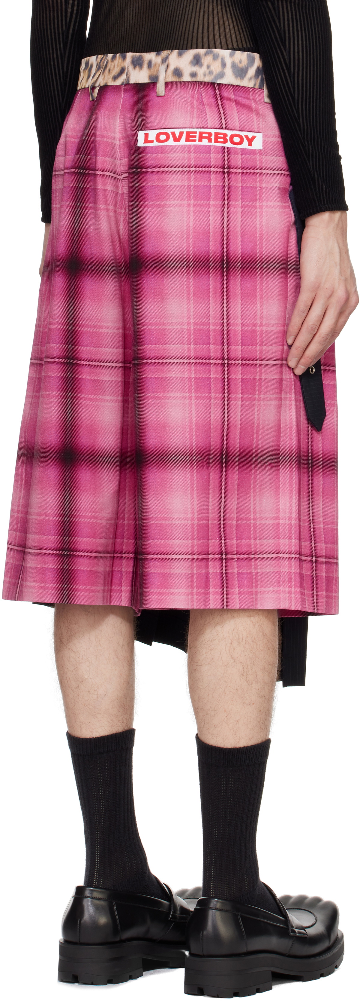 Charles Jeffrey LOVERBOY Navy & Pink Pleated Skort