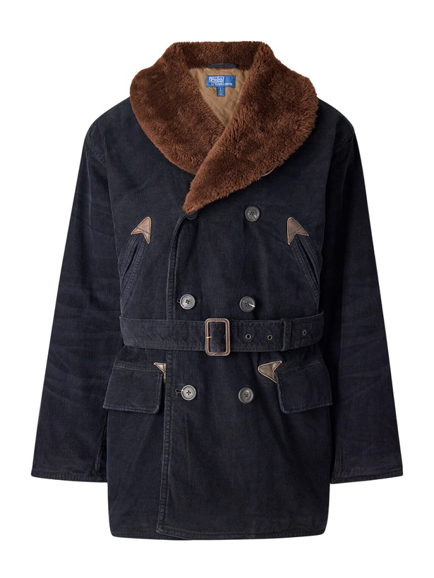 Photo: Polo Ralph Lauren - Shearling-Trimmed Cotton-Corduroy Coat - Black