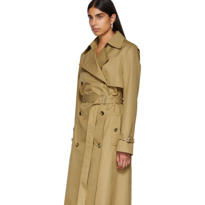 Paco Rabanne Tan Double-Breasted Trench Coat Paco Rabanne