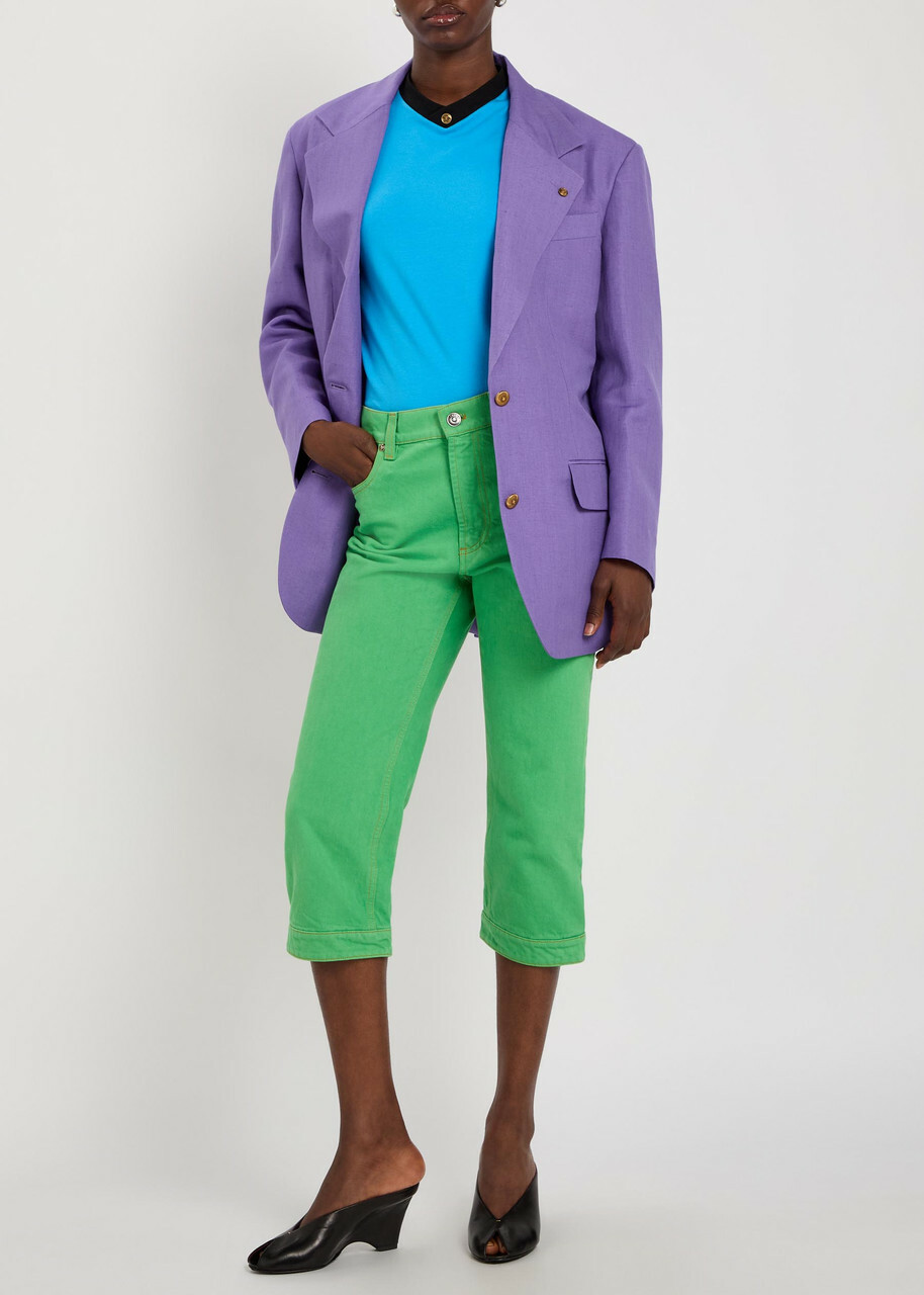 Versace Wool and Linen-blend Blazer Violet