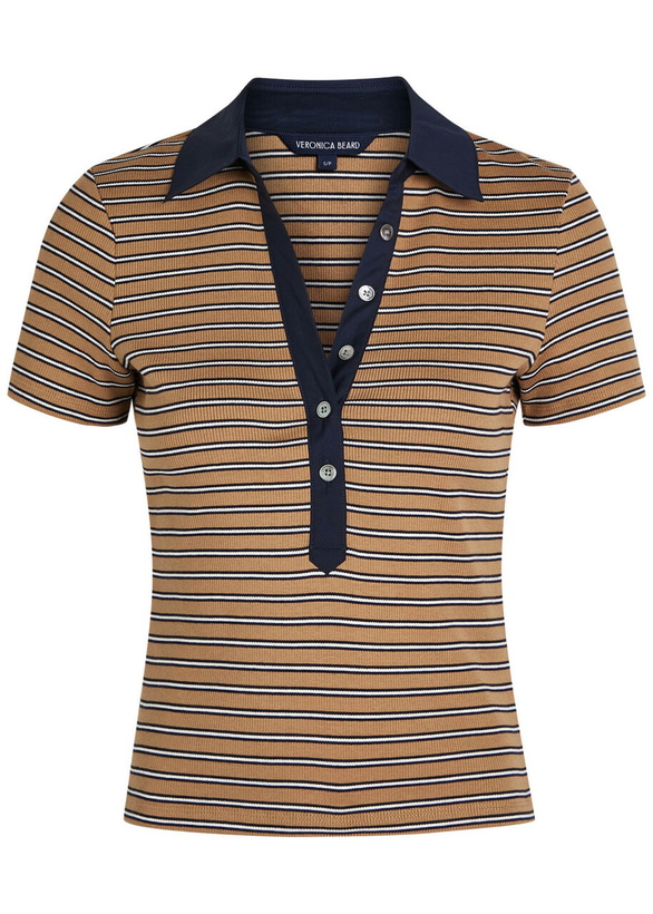 Photo: Veronica Beard Kearney Striped Stretch-cotton top Brown