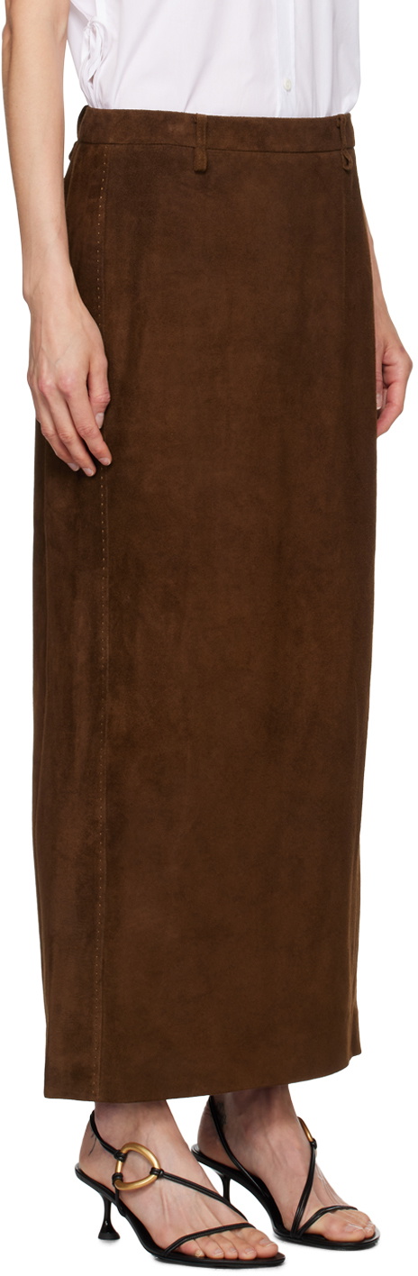LE17SEPTEMBRE Brown Straight Leather Maxi Skirt
