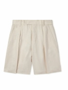 Loro Piana - Reinga Wide-Leg Pleated Linen-Twill Bermuda Shorts - White