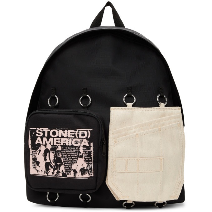 Photo: Raf Simons SSENSE Exclusive Black and Beige Eastpak Edition America Backpack